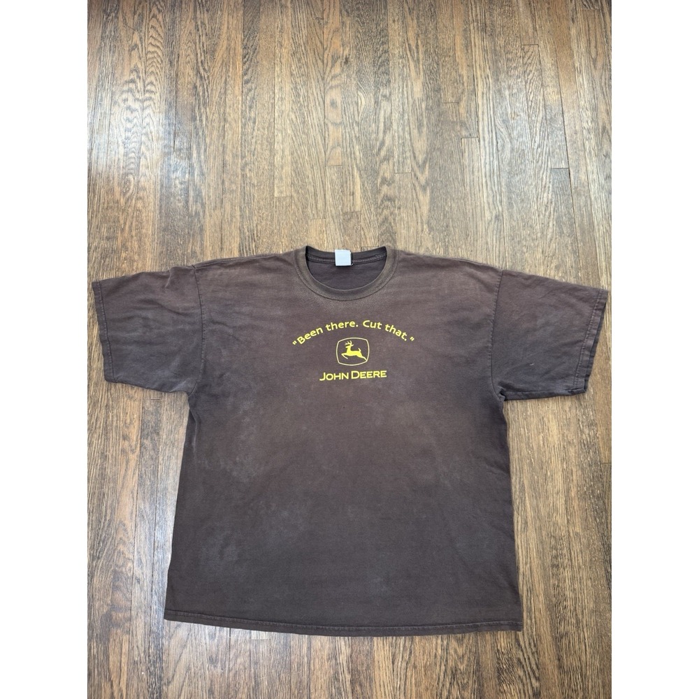 Vintage John Deere T-Shirt Mens XL Brown Graphic Tee Been There Cut That Faded
